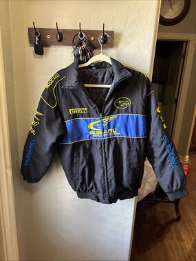 Subaru World Rally Team WRC Jacket Size M STI Pirelli Sparco Motul Embroidered